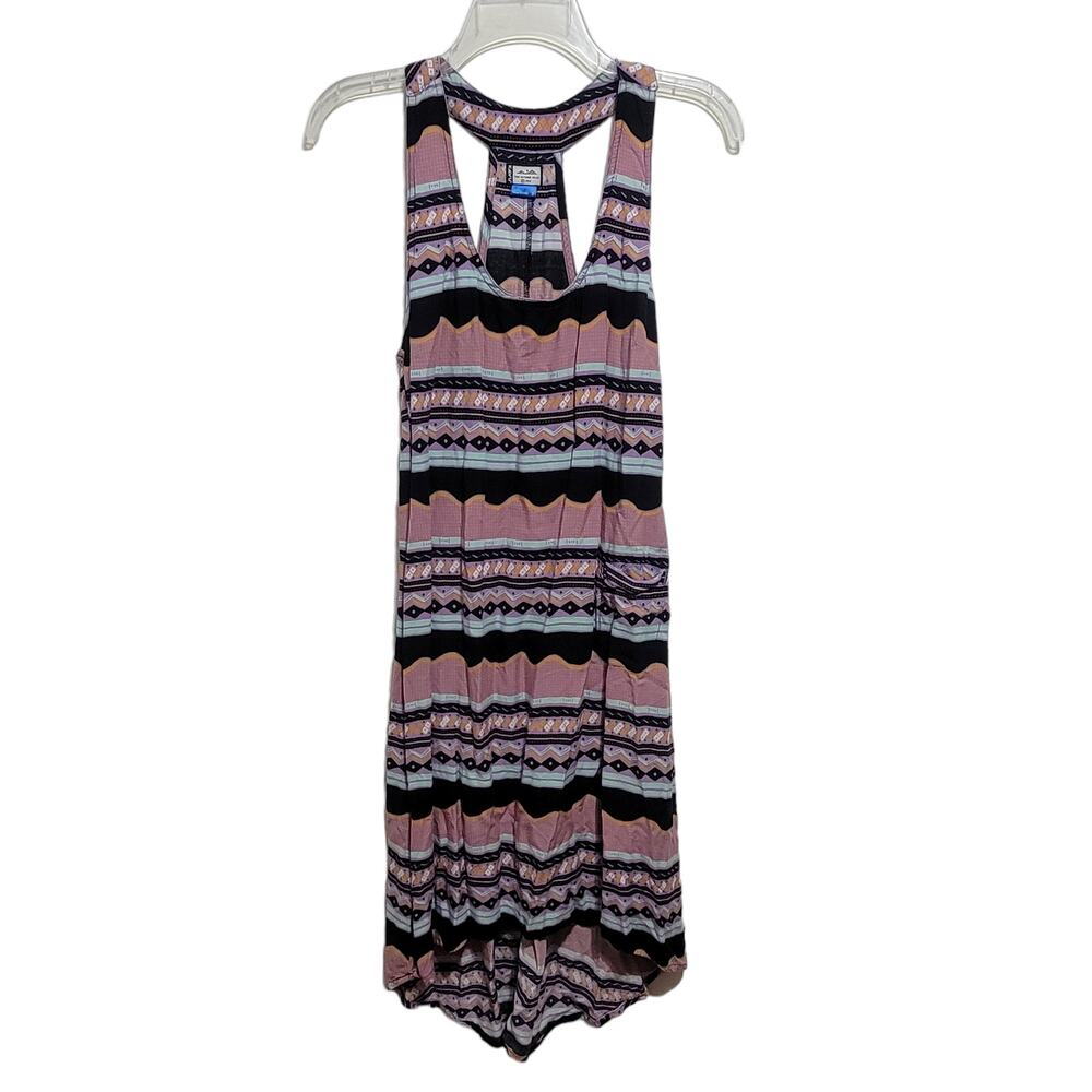 Kavu Womens Tank Tribal Geometric Halter High Low Outdoor Print Dress Small
